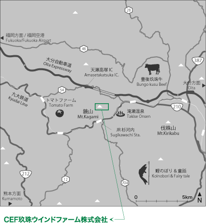 CEF玖珠ウインドファームの地図